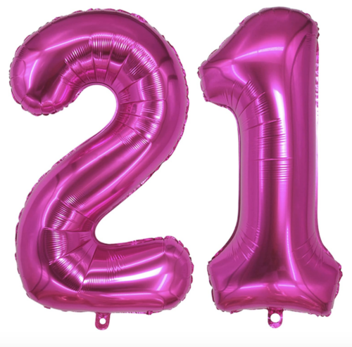 Number Balloon Hot Pink 21